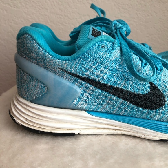 Nike LunarGlide 7 Blue And White Running Shoes - Picture 9 of 12